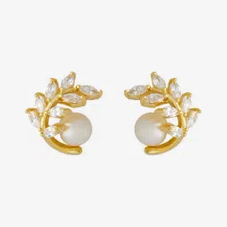 Kushal's Fashion Jewellery Pearl Gold Polished Silver Earring for Women-image-26