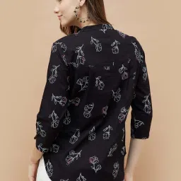 Colour Me By Melange Black Cotton Regular Fit Printed Shirt image 2