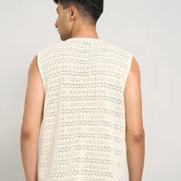 7 Alt By Pantaloons Beige Cotton Relaxed Fit Self Pattern Tank Tee image 2