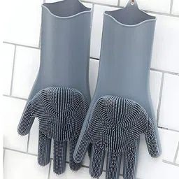 TICK MARK Set of 2 Grey Silicone Kitchen Gloves image 4