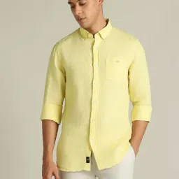 Dockers Yellow Linen Straight Fit Shirt-image-0