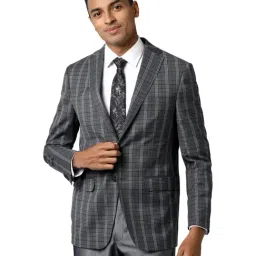 Peter England Grey Slim Fit Checks Blazer-picture-15
