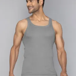 XYXX Polar White & Ash Grey Cotton Regular Fit Vests - Pack Of 2 image 2