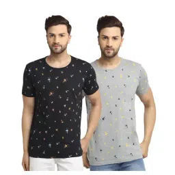Vimal Jonney Black & Grey Printed T-Shirt (Pack of 2)-picture-37