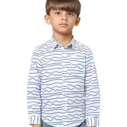 Jack & Jones Junior White & Blue Cotton Printed Shirt-picture-21