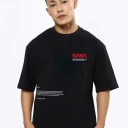 Bewakoof Black Cotton Loose Fit Printed T-Shirt-image-16