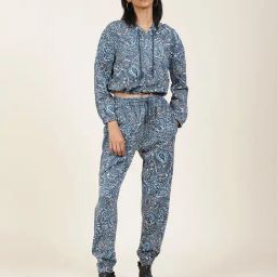 Label Ritu Kumar Blue Printed Hoodie With Joggers-picture-45