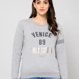 Crozo By Cantabil Grey Fleece Graphic Print Sweatshirt-image-65