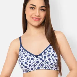 Clovia White & Blue Printed Full Coverage Bra-picture-23