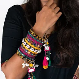 Taasha Craft Set Of 11 Stone-Studded & Beaded Bangles image 3