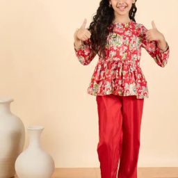 Stylobug Girls Red Printed Regular Fit Suit Set-picture-6
