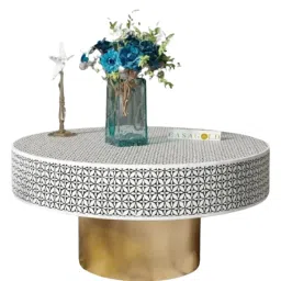 Casagold Black Small Bone Inlay Round Geometric Floral Coffee Table image 2