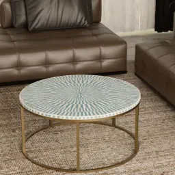 Casagold Sunstrike Vegan Bone Inlay Coffee Table With Stand - Blue image 2