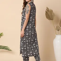 Globus Black & White Cotton Floral Print Kurta With Pants image 2