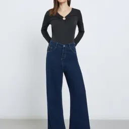 Styli Black Polyester Regular Fit Top-image-66