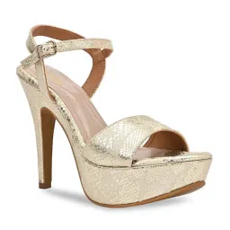 Rocia by Regal Women's Golden Ankle Strap Stilettos image 2