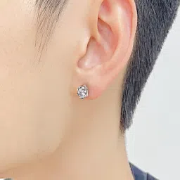 Peora Silver Plated American Diamond Stylish Design Stud Earrings image 2