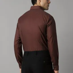 Louis Philippe Brown Cotton Slim Fit Checks Shirt image 2