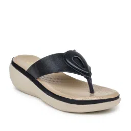 Shezone Women's Black Thong Wedges image 2