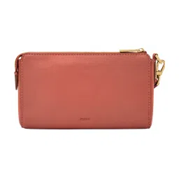 Fossil Red Cut Work Small Leather Zip Around Wallet image 2