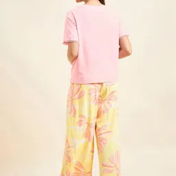 Sweet Dreams Pink & Yellow Printed Top Pant Set image 2