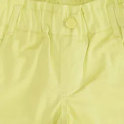 Pantaloons Junior Lime Yellow Cotton Regular Fit Shorts image 2