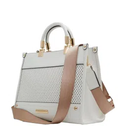 Aldo White Textured Medium Handbag With Pouch image 2