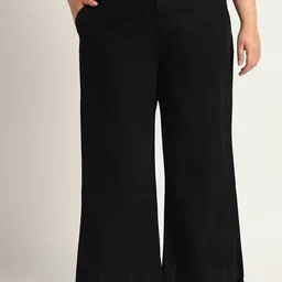 GlamZei Plus Size Mandarin Collar Cotton Denim Tunic With Palazzo image 4