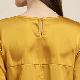 her by invictus Solid Cuffed Sleeves Satin Top image 4