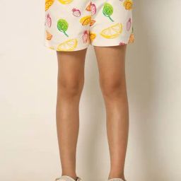 VERO MODA GIRL White & Yellow Cotton Printed Shorts-picture-12