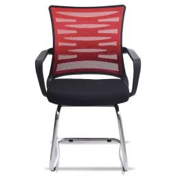 ib basics Ergonomica Red Black Mesh Mesh Fabric Ergonomicanomic Visitor Room Chair image 2