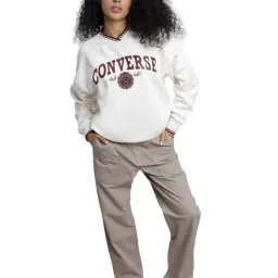 Converse Beige Retro Oversized V-Neck Printed Relaxed Fit Sweatshirt image 5