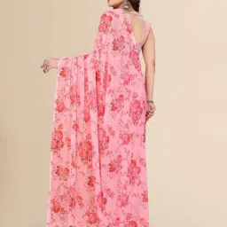 Winza Designer Pink Floral Print Saree with Unstitched Blouse image 2