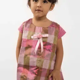 Many Frocks Kids Pink Chequered Dress image 5