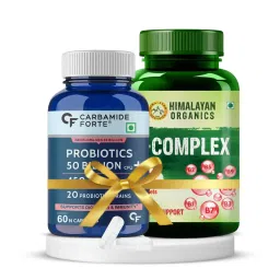 Cognitive Wellness & Gut Harmony Bundle | Himalayan Organics B- Complex Supplement to Support Cognitive Health - 120 Veg Tablets + Carbamide Forte Probiotics Supplement 50 Billion for Women & Men – 60 Veg Capsules-picture-25