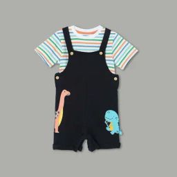 Juniors by Lifestyle Kids Blue Striped Regular Fit Dungaree Set-picture-48