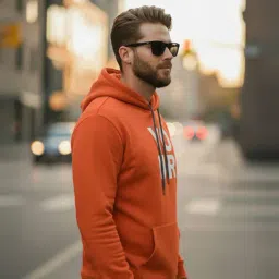Mack Jonney Orange Regular Fit Printed Hoodie image 3