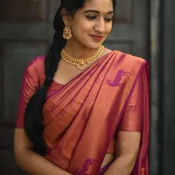 Anjaneya Sarees Purple Silk Woven Saree With Unstitched Blouse image 5