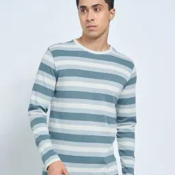 Sf Jeans By Pantaloons Blue Slim Fit Striped T-Shirt-picture-30