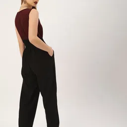 Antheaa Women Red & Black Printed Basic Jumpsuit image 4
