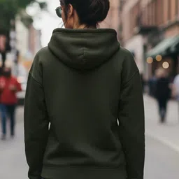 MACK JONNEY Women Fleece Solid Kangaroo Pocket Long Sleeves Hooded Sweatshirt image 2