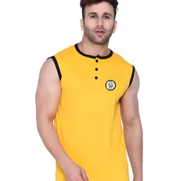 BEYOU FASHION Henley Neck Sleeveless Slim Fit T-shirt-picture-41