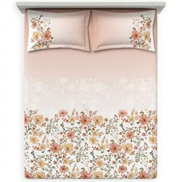 DDecor Pink & Grey Primary Floral Printed 144 TC Cotton King Bedsheet Set 2.74 m X 2.74 m image 3
