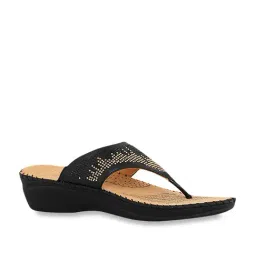 Scholl by Bata Women's Swaroski Black Thong Wedges-image-28