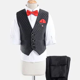 Robo Fry Full Sleeves Solid Party Suit With Bow- Black-picture-10