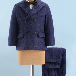 Kookie Kids Full Sleeves 4 Pieces Party Suit with Bow - Blue-picture-10