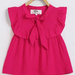 Chuppan Chupai Rayon Sleeveless Bow Tie Up Detailed Peplum Top - Fuchsia-picture-11