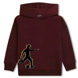 NUSYL Fleece Knit Full Sleeve Soccer Player Printed Light Winter Hoodie - Burgundy-picture-20