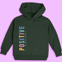 NUSYL Full Sleeves Positive Vibes Only Text Printed Sweatshirt - Green image 3