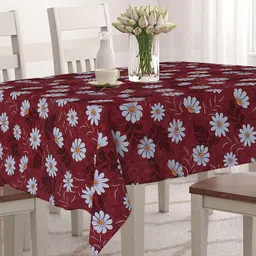 Dakshya Industries PVC Waterproof 6 Seater Dining Table Cover - Maroon image 2